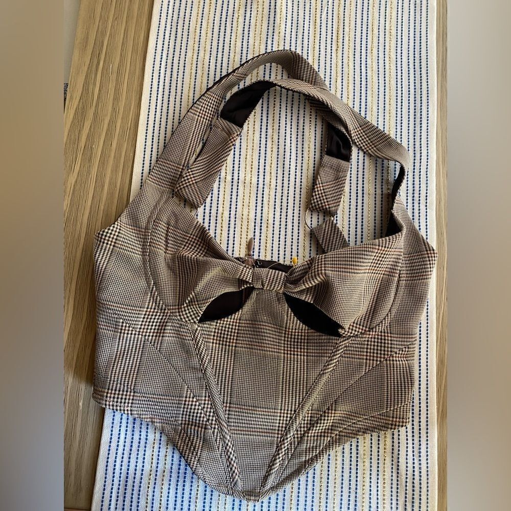 Mistress rocks brown and beige plaid top